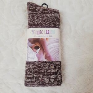 The Original Muk Luks Knee High Socks Brown Multi Color Confetti Cotton OSFM New